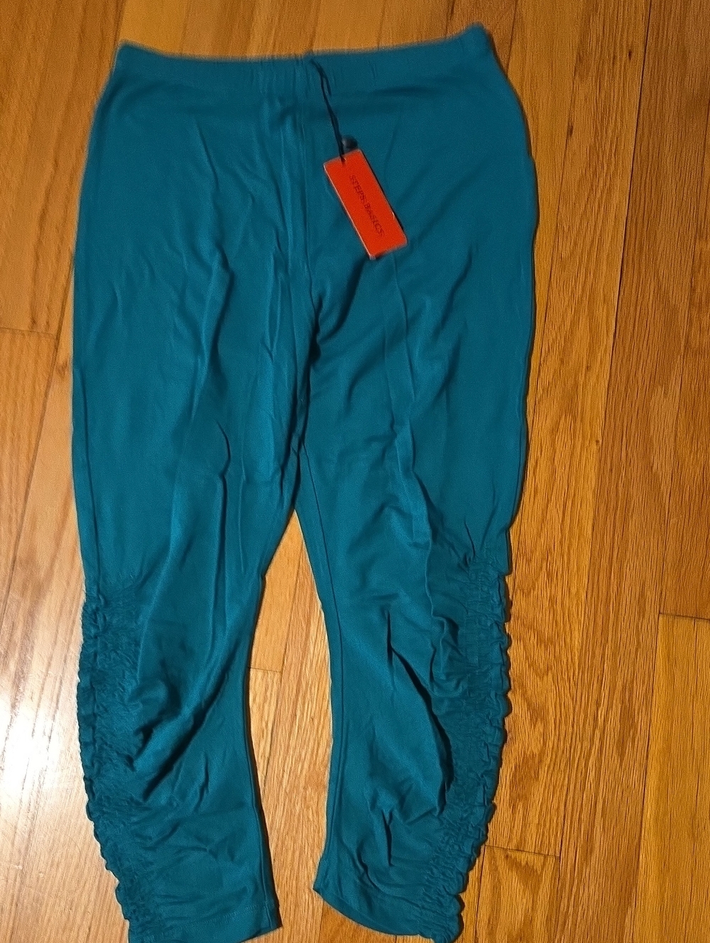 Collection B Green Ruched Women Leggings